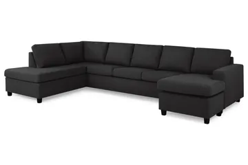 Crazy 5-sits Vänstervänd U-formad X-Large Soffa med Divan och Schäslong i Tyg - Antracit - Möbler - Soffa - U-soffa