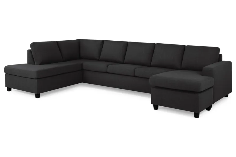 Crazy 5-sits Vänstervänd U-formad X-Large Soffa med Divan och Schäslong i Tyg - Antracit - Möbler - Soffa - U-soffa