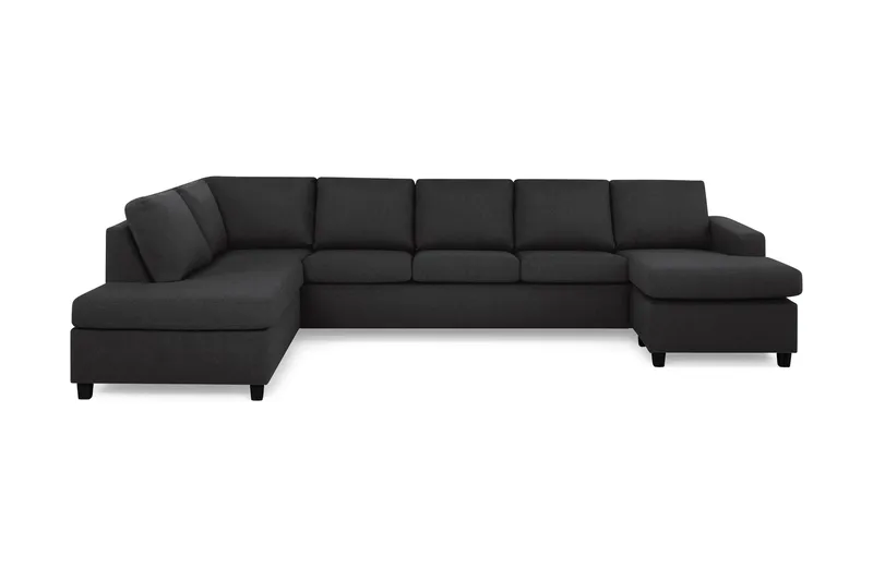 Crazy 5-sits Vänstervänd U-formad X-Large Soffa med Divan och Schäslong i Tyg - Antracit - Möbler - Soffa - U-soffa