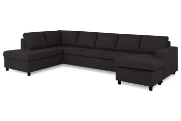 Crazy 5-sits Vänstervänd U-formad X-Large Soffa med Divan och Schäslong i Tyg - Antracit - Möbler - Soffa - U-soffa