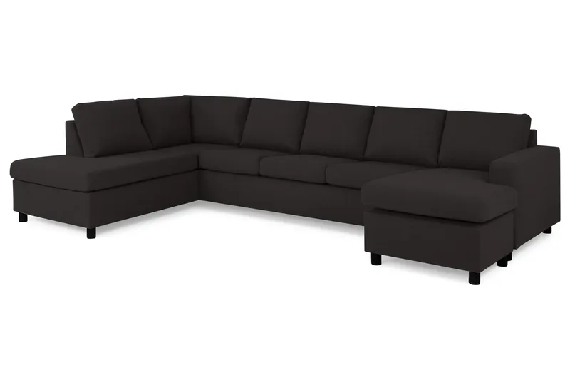 Crazy 5-sits Vänstervänd U-formad X-Large Soffa med Divan och Schäslong i Tyg - Antracit - Möbler - Soffa - U-soffa