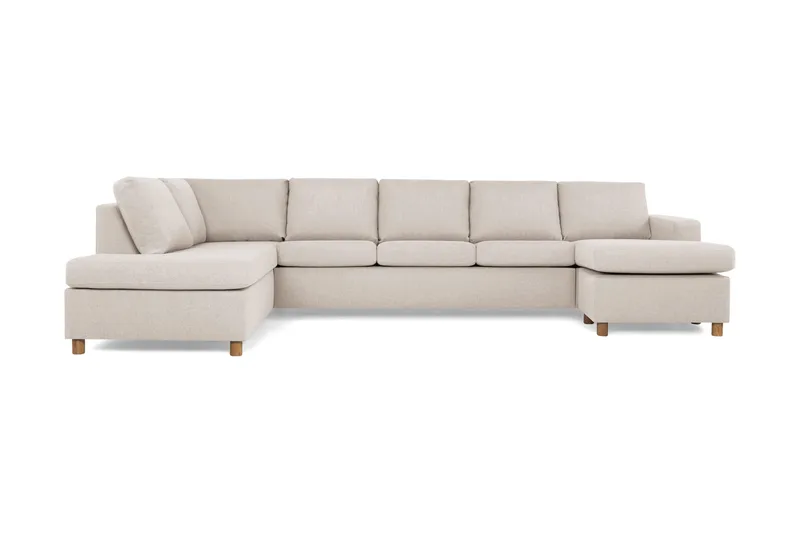 Crazy 5-sits Vänstervänd U-formad X-Large Soffa med Divan och Schäslong i Tyg, Beige