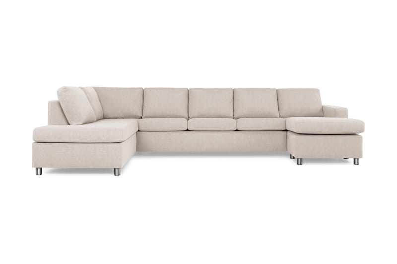 Crazy 5-sits Vänstervänd U-formad X-Large Soffa med Divan och Schäslong i Tyg - Beige - Möbler - Soffa - U-soffa