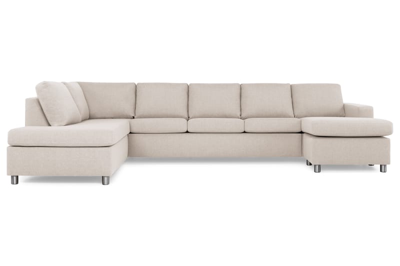 Crazy 5-sits Vänstervänd U-formad X-Large Soffa med Divan och Schäslong i Tyg - Beige - Möbler - Soffa - U-soffa