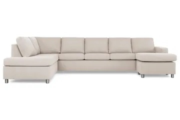 Crazy 5-sits Vänstervänd U-formad X-Large Soffa med Divan och Schäslong i Tyg - Beige - Möbler - Soffa - U-soffa