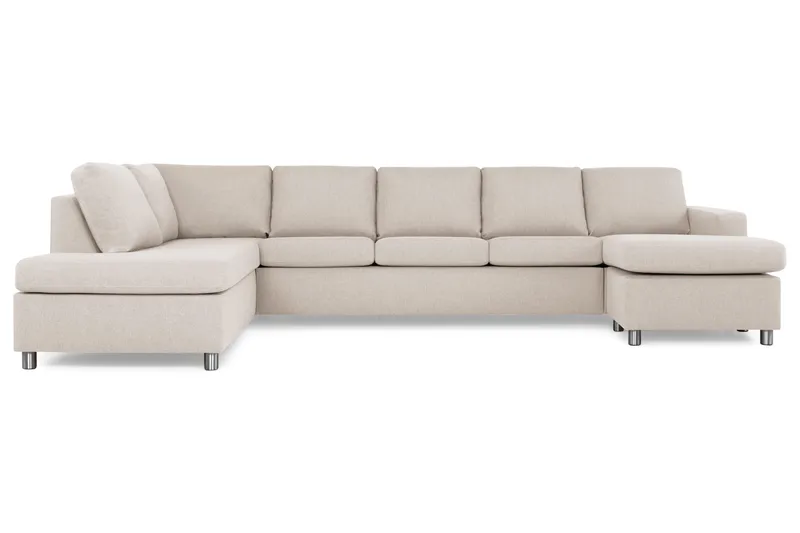 Crazy 5-sits Vänstervänd U-formad X-Large Soffa med Divan och Schäslong i Tyg - Beige - Möbler - Soffa - U-soffa