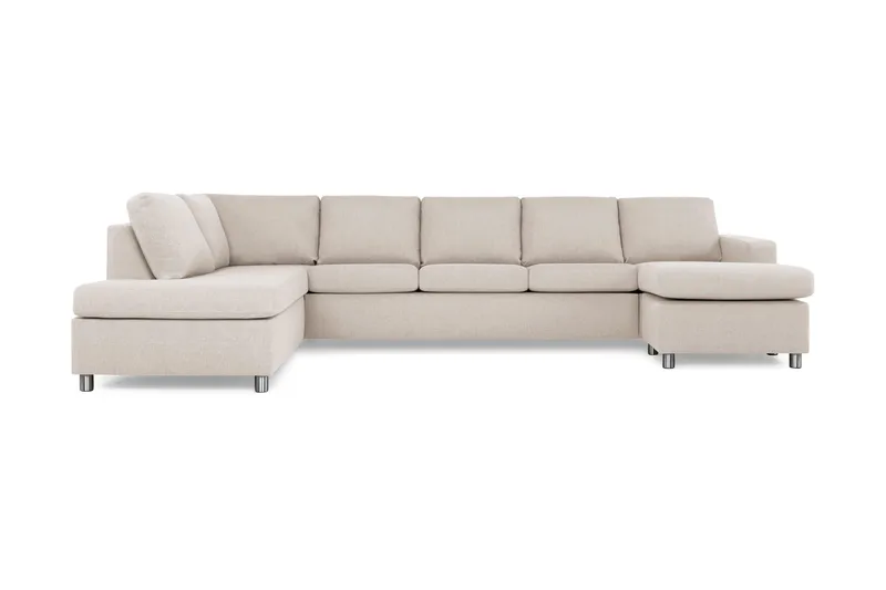 Crazy 5-sits Vänstervänd U-formad X-Large Soffa med Divan och Schäslong i Tyg, Beige