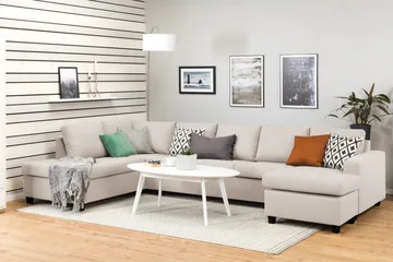 Crazy 5-sits Vänstervänd U-formad X-Large Soffa med Divan och Schäslong i Tyg - Beige - Möbler - Soffa - U-soffa