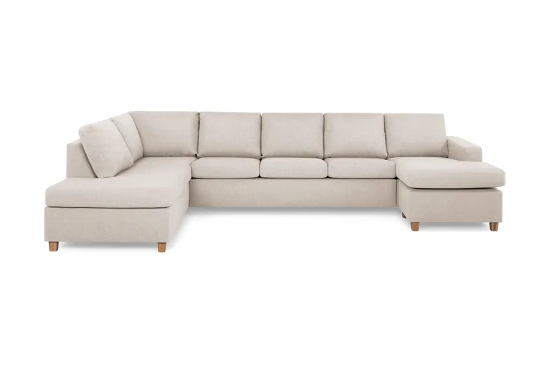 Crazy 5-sits Vänstervänd U-formad X-Large Soffa med Divan och Schäslong i Tyg, Beige