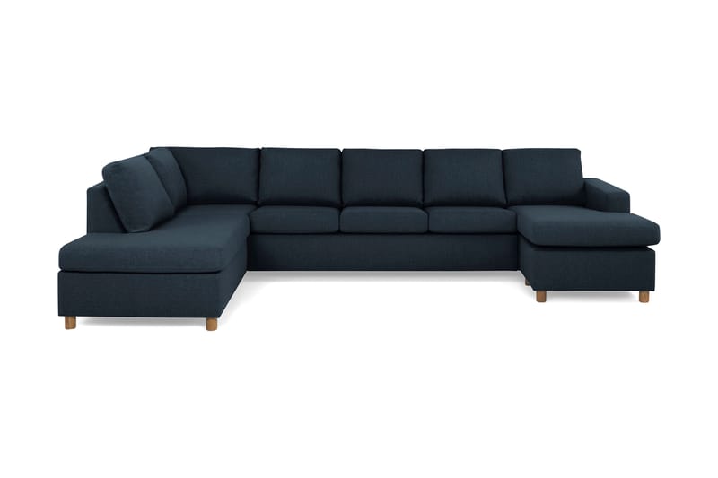 Crazy 5-sits Vänstervänd U-formad X-Large Soffa med Divan och Schäslong i Tyg - Blå - Möbler - Soffa - U-soffa