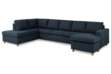 Crazy 5-sits Vänstervänd U-formad X-Large Soffa med Divan och Schäslong i Tyg - Blå - Möbler - Soffa - U-soffa