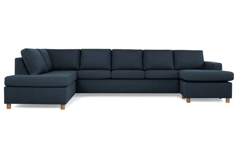 Crazy 5-sits Vänstervänd U-formad X-Large Soffa med Divan och Schäslong i Tyg - Blå - Möbler - Soffa - U-soffa