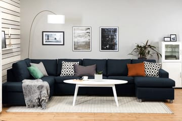 Crazy 5-sits Vänstervänd U-formad X-Large Soffa med Divan och Schäslong i Tyg - Blå - Möbler - Soffa - U-soffa