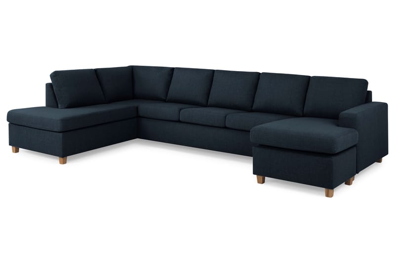Crazy 5-sits Vänstervänd U-formad X-Large Soffa med Divan och Schäslong i Tyg - Blå - Möbler - Soffa - U-soffa