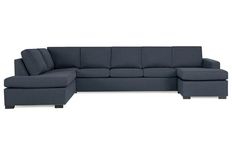 Crazy 5-sits Vänstervänd U-formad X-Large Soffa med Divan och Schäslong i Tyg - Blå - Möbler - Soffa - U-soffa