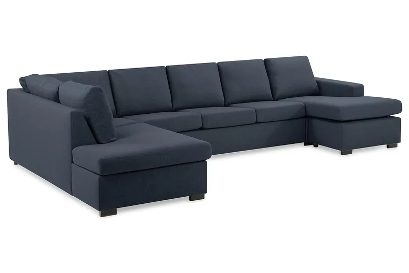 Crazy 5-sits Vänstervänd U-formad X-Large Soffa med Divan och Schäslong i Tyg - Blå - Möbler - Soffa - U-soffa