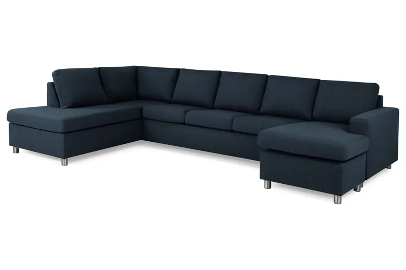 Crazy 5-sits Vänstervänd U-formad X-Large Soffa med Divan och Schäslong i Tyg - Blå - Möbler - Soffa - U-soffa