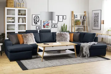 Crazy 5-sits Vänstervänd U-formad X-Large Soffa med Divan och Schäslong i Tyg - Blå - Möbler - Soffa - U-soffa