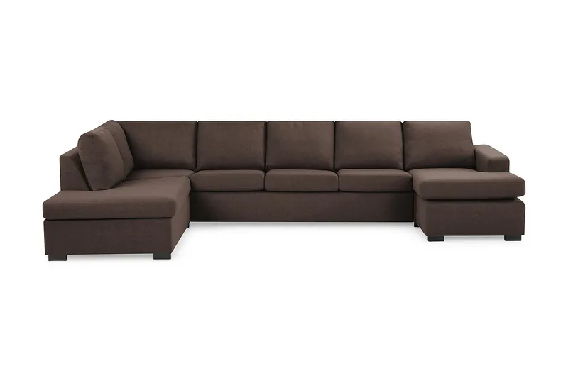 Crazy 5-sits Vänstervänd U-formad X-Large Soffa med Divan och Schäslong i Tyg - Brun - Möbler - Soffa - U-soffa
