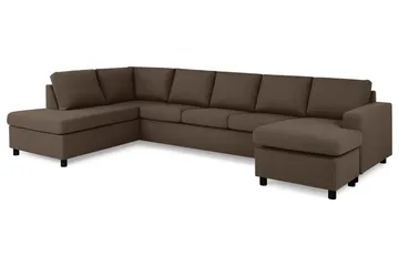 Crazy 5-sits Vänstervänd U-formad X-Large Soffa med Divan och Schäslong i Tyg - Brun - Möbler - Soffa - U-soffa