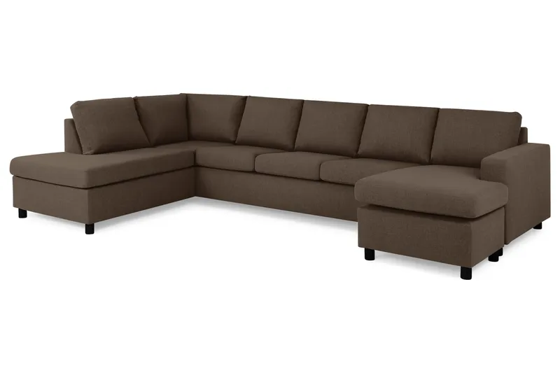 Crazy 5-sits Vänstervänd U-formad X-Large Soffa med Divan och Schäslong i Tyg - Brun - Möbler - Soffa - U-soffa