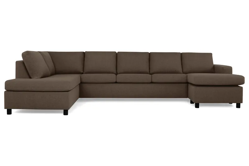 Crazy 5-sits Vänstervänd U-formad X-Large Soffa med Divan och Schäslong i Tyg - Brun - Möbler - Soffa - U-soffa