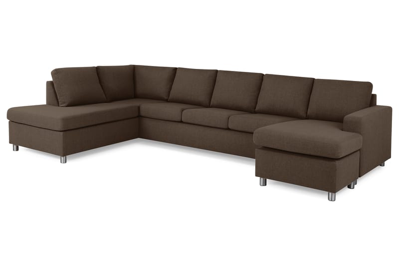 Crazy 5-sits Vänstervänd U-formad X-Large Soffa med Divan och Schäslong i Tyg - Brun - Möbler - Soffa - U-soffa