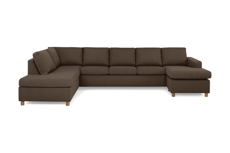 Crazy 5-sits Vänstervänd U-formad X-Large Soffa med Divan och Schäslong i Tyg - Brun - Möbler - Soffa - U-soffa