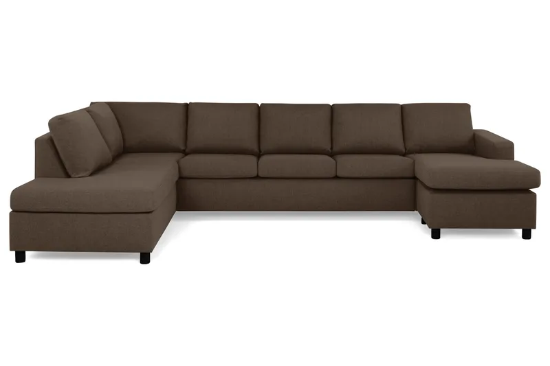 Crazy 5-sits Vänstervänd U-formad X-Large Soffa med Divan och Schäslong i Tyg - Brun - Möbler - Soffa - U-soffa