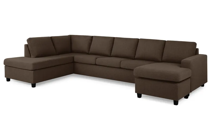 Crazy 5-sits Vänstervänd U-formad X-Large Soffa med Divan och Schäslong i Tyg - Brun - Möbler - Soffa - U-soffa