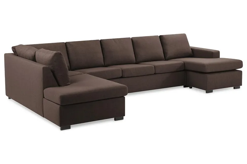 Crazy 5-sits Vänstervänd U-formad X-Large Soffa med Divan och Schäslong i Tyg - Brun - Möbler - Soffa - U-soffa