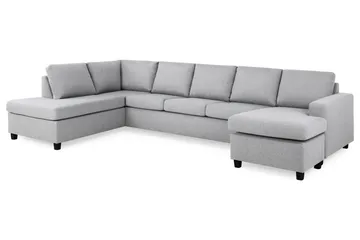 Crazy 5-sits Vänstervänd U-formad X-Large Soffa med Divan och Schäslong i Tyg - Grå - Möbler - Soffa - U-soffa