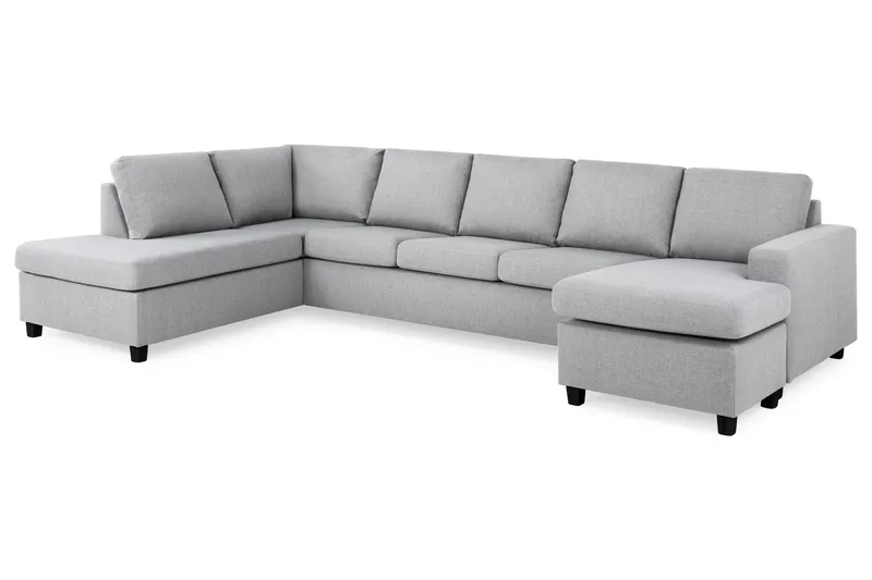 Crazy 5-sits Vänstervänd U-formad X-Large Soffa med Divan och Schäslong i Tyg - Grå - Möbler - Soffa - U-soffa