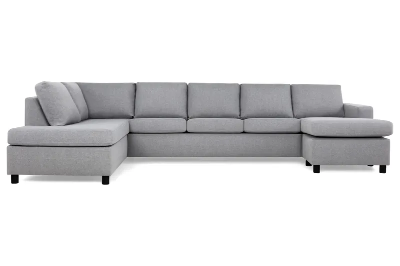 Crazy 5-sits Vänstervänd U-formad X-Large Soffa med Divan och Schäslong i Tyg - Grå - Möbler - Soffa - U-soffa