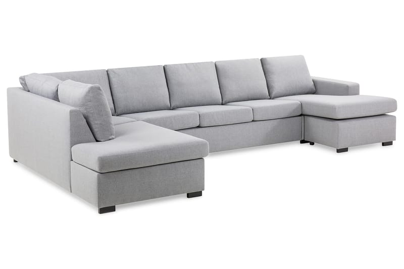 Crazy 5-sits Vänstervänd U-formad X-Large Soffa med Divan och Schäslong i Tyg - Grå - Möbler - Soffa - U-soffa