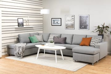 Crazy 5-sits Vänstervänd U-formad X-Large Soffa med Divan och Schäslong i Tyg - Grå - Möbler - Soffa - U-soffa