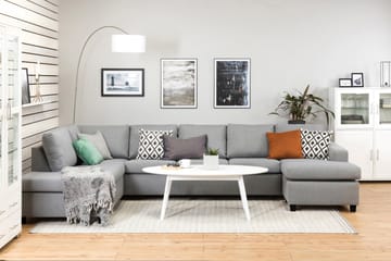 Crazy 5-sits Vänstervänd U-formad X-Large Soffa med Divan och Schäslong i Tyg - Grå - Möbler - Soffa - U-soffa