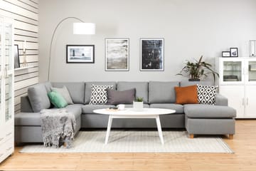 Crazy 5-sits Vänstervänd U-formad X-Large Soffa med Divan och Schäslong i Tyg - Grå - Möbler - Soffa - U-soffa