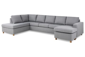 Crazy 5-sits Vänstervänd U-formad X-Large Soffa med Divan och Schäslong i Tyg - Grå - Möbler - Soffa - U-soffa