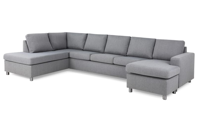 Crazy 5-sits Vänstervänd U-formad X-Large Soffa med Divan och Schäslong i Tyg - Grå - Möbler - Soffa - U-soffa
