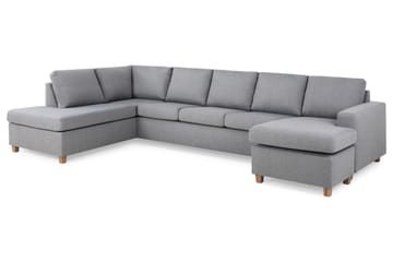 Crazy 5-sits Vänstervänd U-formad X-Large Soffa med Divan och Schäslong i Tyg - Grå - Möbler - Soffa - U-soffa