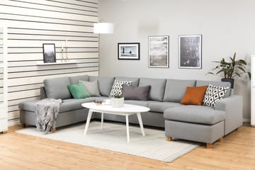 Crazy 5-sits Vänstervänd U-formad X-Large Soffa med Divan och Schäslong i Tyg - Grå - Möbler - Soffa - U-soffa
