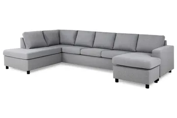 Crazy 5-sits Vänstervänd U-formad X-Large Soffa med Divan och Schäslong i Tyg - Grå - Möbler - Soffa - U-soffa