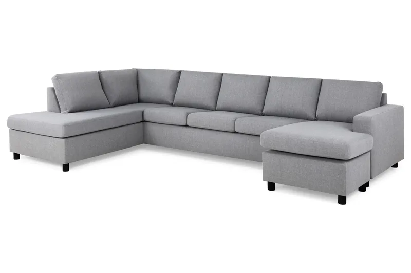 Crazy 5-sits Vänstervänd U-formad X-Large Soffa med Divan och Schäslong i Tyg - Grå - Möbler - Soffa - U-soffa