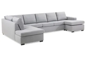 Crazy 5-sits Vänstervänd U-formad X-Large Soffa med Divan och Schäslong i Tyg - Grå - Möbler - Soffa - U-soffa