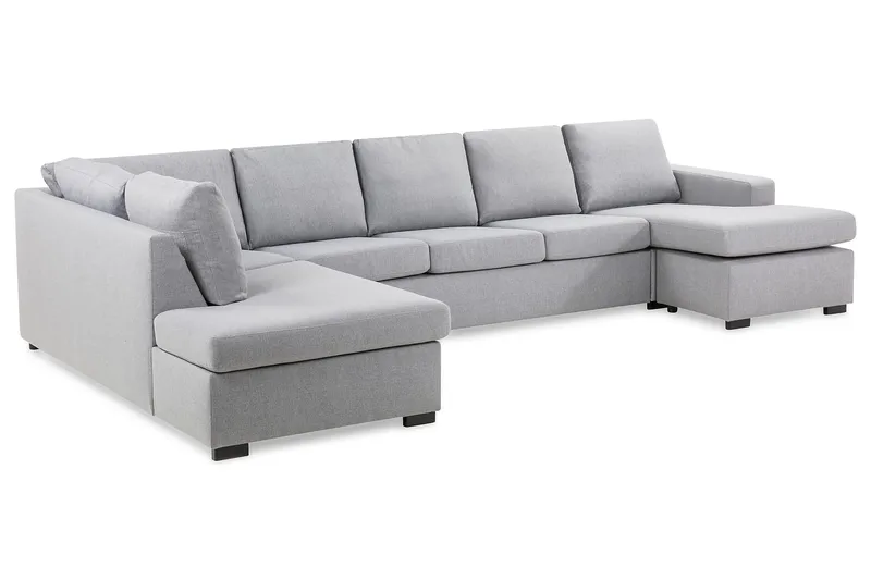 Crazy 5-sits Vänstervänd U-formad X-Large Soffa med Divan och Schäslong i Tyg - Grå - Möbler - Soffa - U-soffa