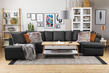 Crazy 5-sits Vänstervänd U-formad X-Large Soffa med Divan och Schäslong i Tyg inkl Kuvertkuddar - Antracit - Möbler - Soffa - U-soffa