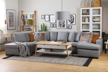 Crazy 5-sits Vänstervänd U-formad X-Large Soffa med Divan och Schäslong i Tyg inkl Kuvertkuddar - Grå - Möbler - Soffa - U-soffa