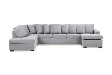 Crazy 5-sits Vänstervänd U-formad X-Large Soffa med Divan och Schäslong i Tyg inkl Kuvertkuddar - Grå - Möbler - Soffa - U-soffa