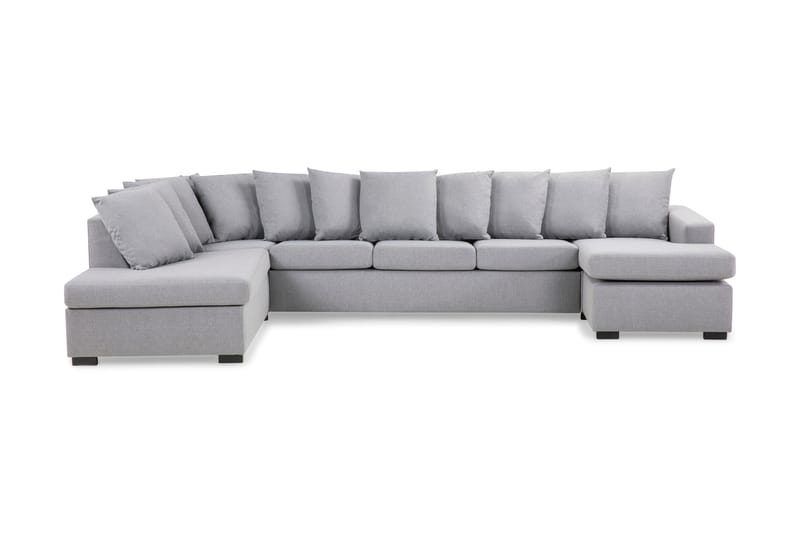 Crazy 5-sits Vänstervänd U-formad X-Large Soffa med Divan och Schäslong i Tyg inkl Kuvertkuddar - Grå - Möbler - Soffa - U-soffa